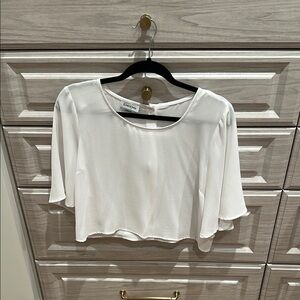 Bebe White Cropped Blouse